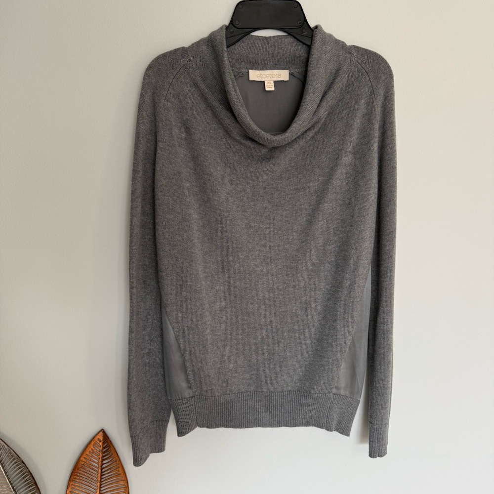 H13 Etcetera Gray Cowl Neck Long Sleeve Silk Cotton Cashmere‎ Blend Sweater